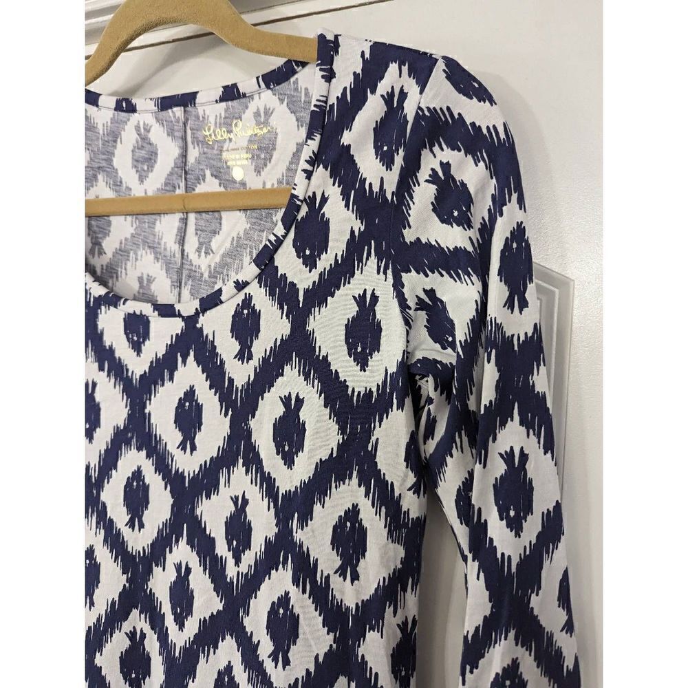 Lilly Pulitzer‎ Beacon Little Fish Dress women's size XS navy blue pima cotton - Picture 3 of 8